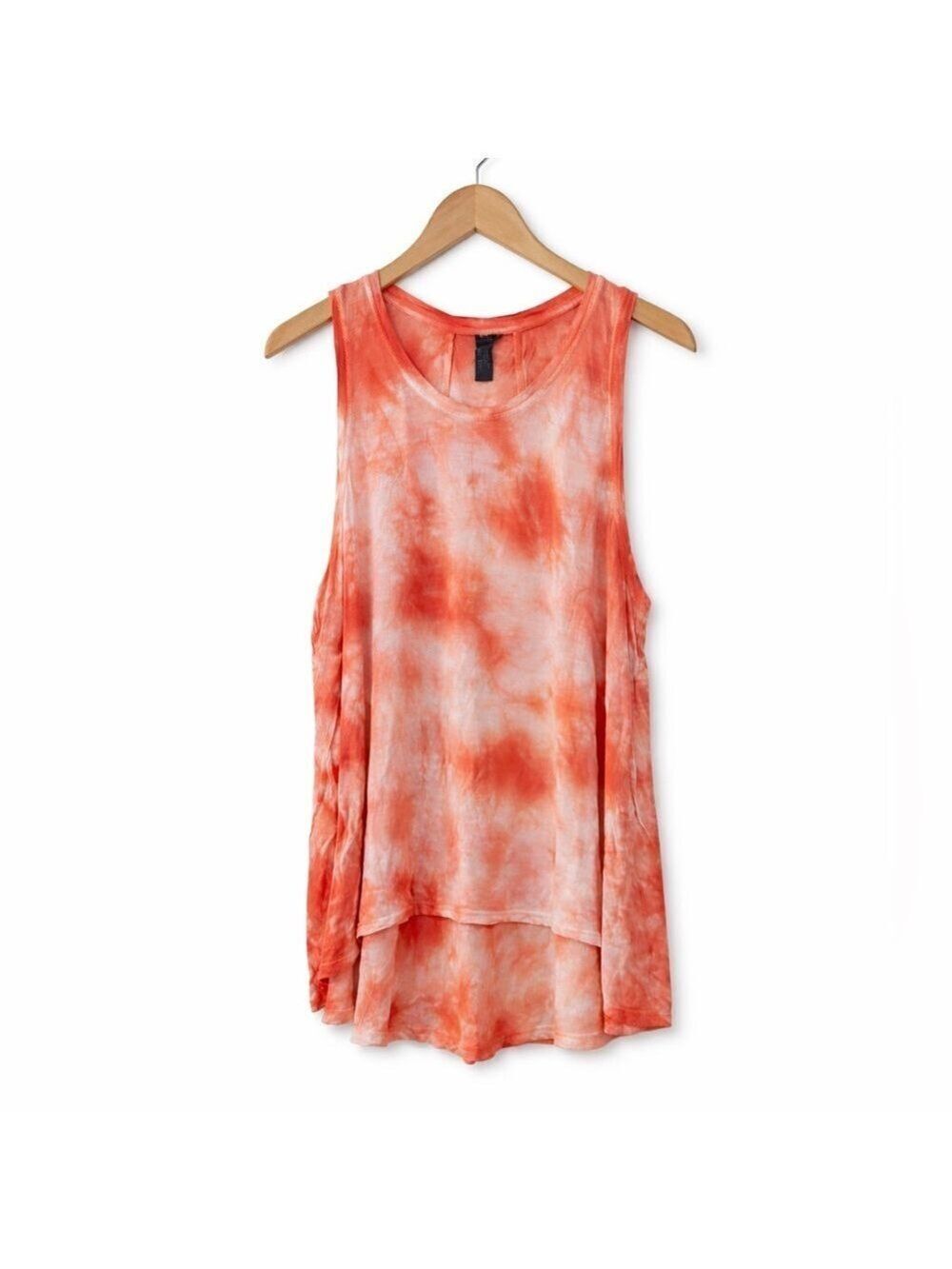 Sweaty Betty Coral Tie Dye Tunic Tank Top High Low Hem Sleeveless XL Athleisure